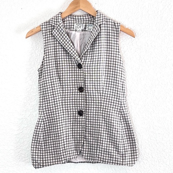 LOFT Jackets & Blazers - Loft | Vintage Ann Taylor plaid button front vest size 2P